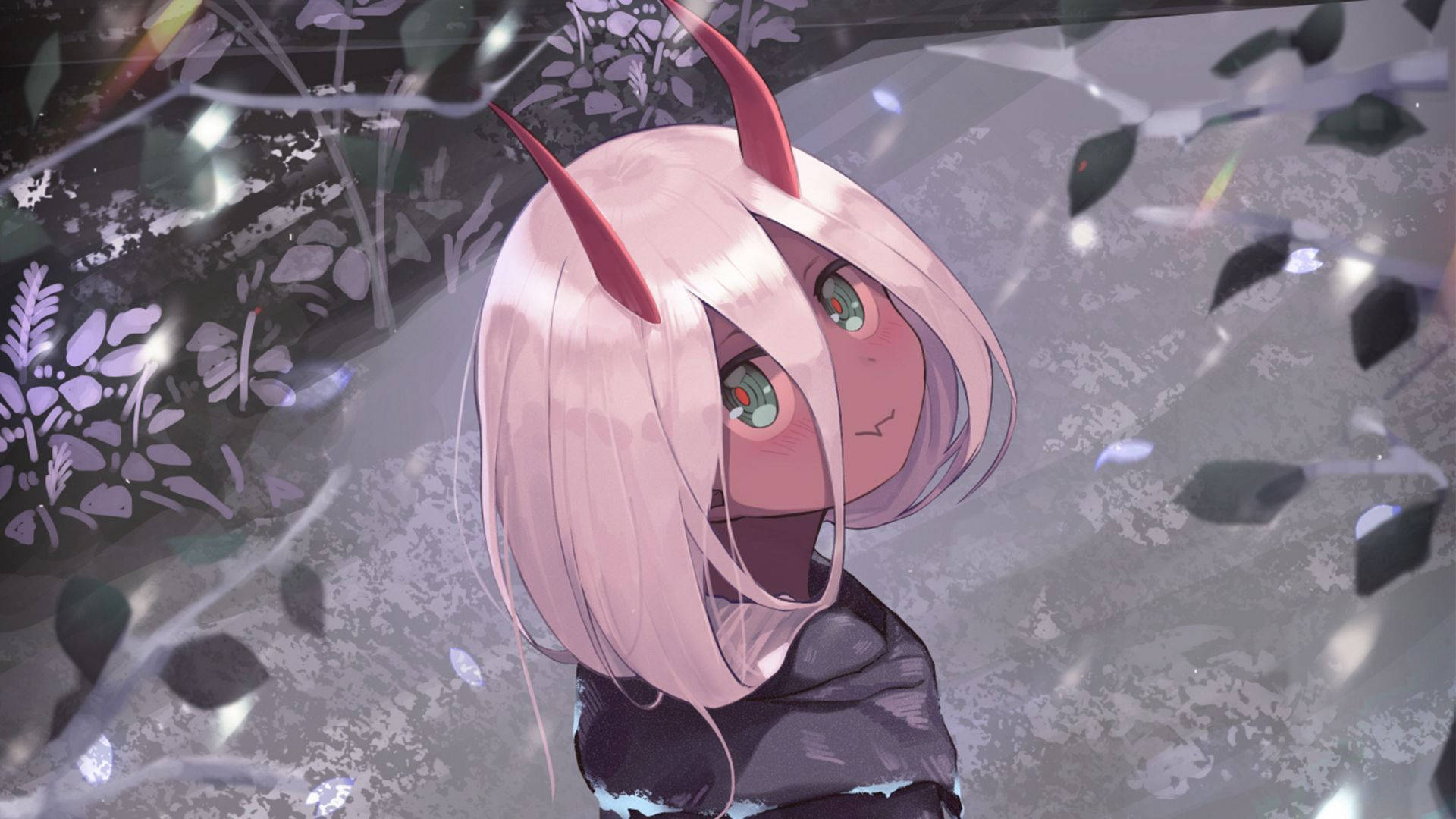 ゼロツー かわいいアニメガール PFP ファンアート 壁紙