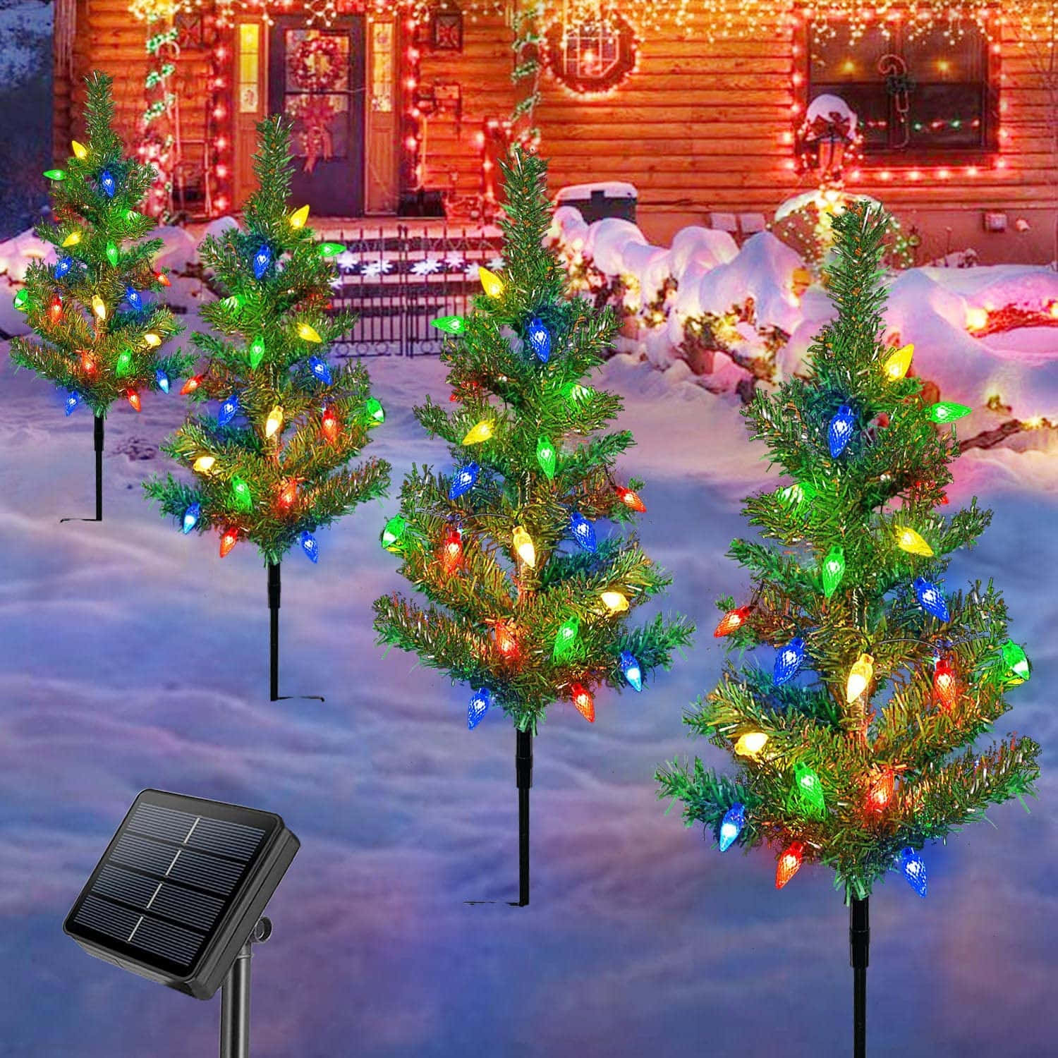 ソーラー式クリスマスツリーの写真 壁紙
