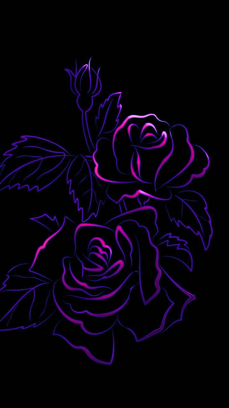 ダークパープルの美的薔薇アート 壁紙