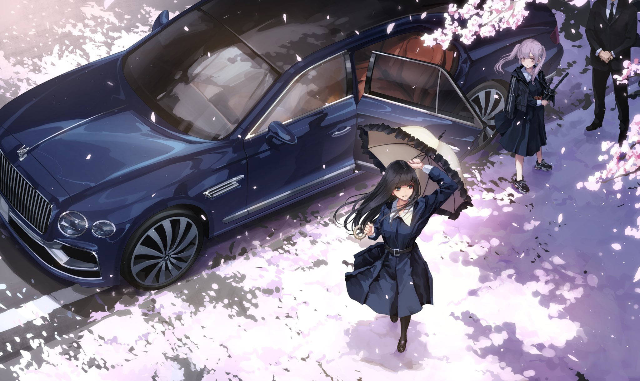 ダークブルーの高級アニメ風車 壁紙