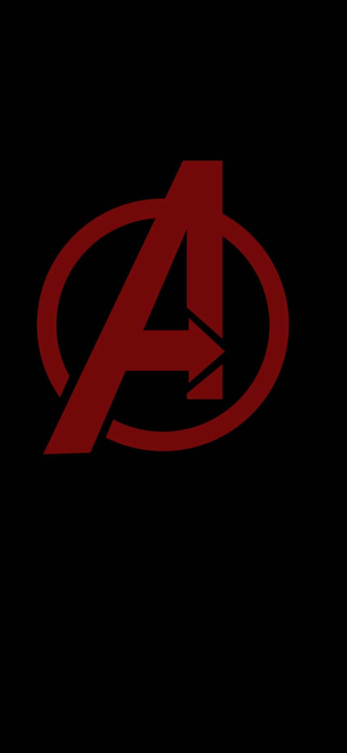 ダークミニマリスト iPhone XS アベンジャーズロゴ背景 壁紙
