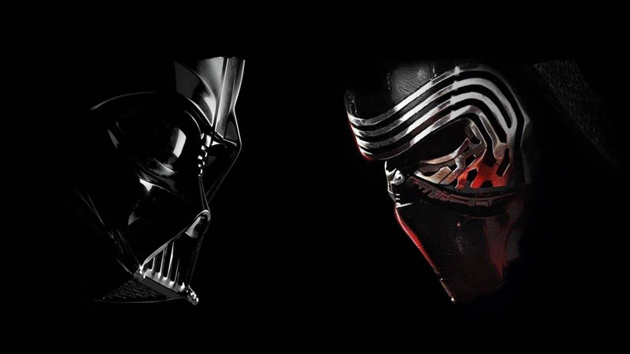 黒い背景で向かい合うスター・ウォーズのキャラクターたち