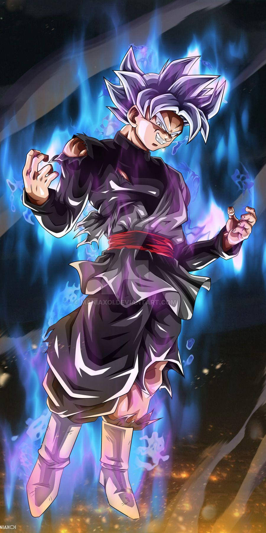 チャージされたゴクウブラックのiPhoneアート 壁紙