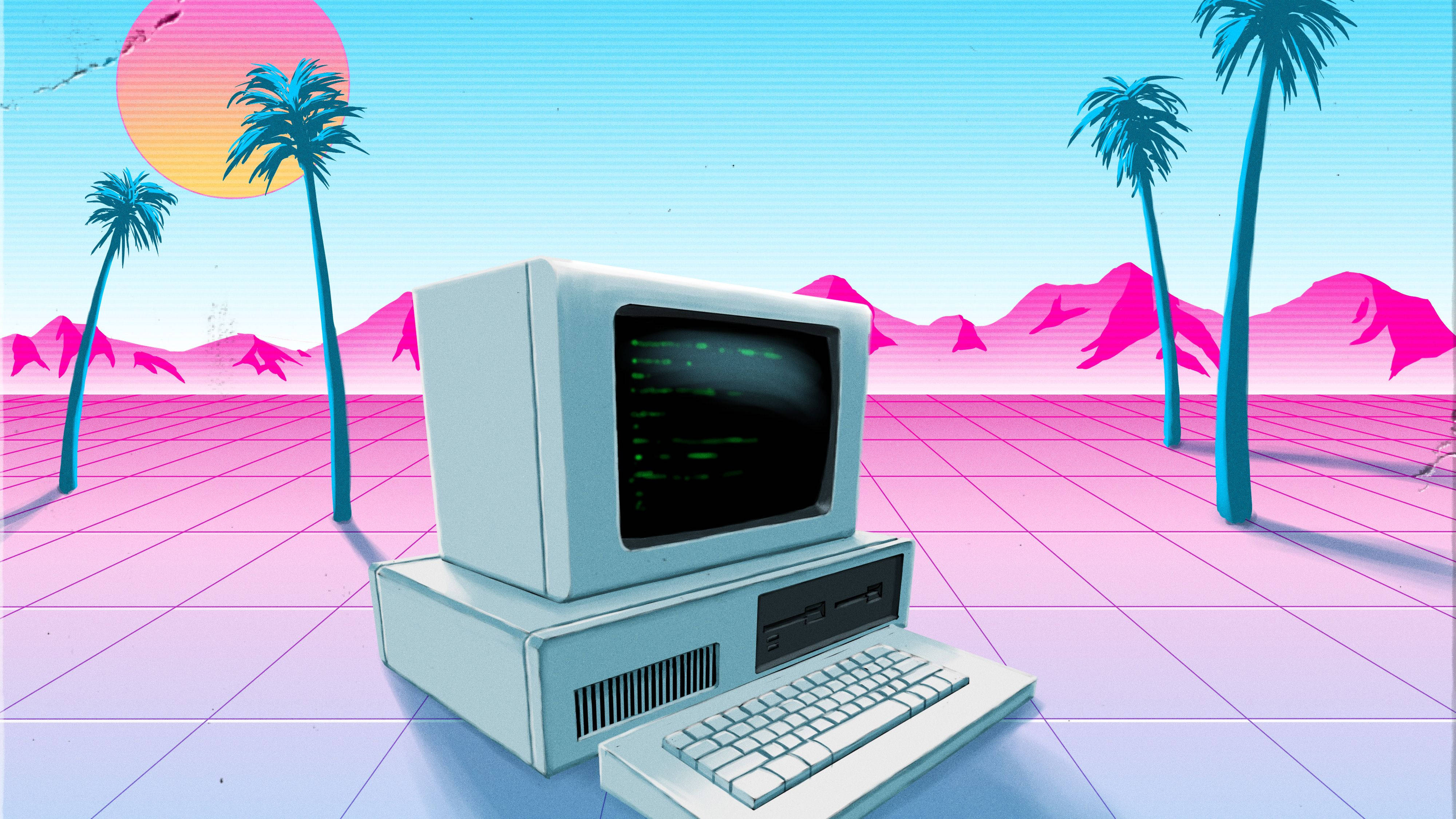 テクニカラードリーム：ヴェイパーウェイブなキーボードへの愛 壁紙