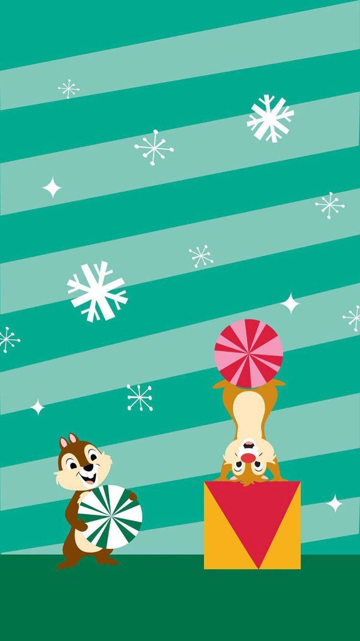 ディズニークリスマス iPhone チップとデール 壁紙