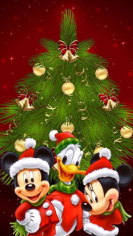 ディズニークリスマス iPhone ミッキーと陽気な仲間たち 壁紙