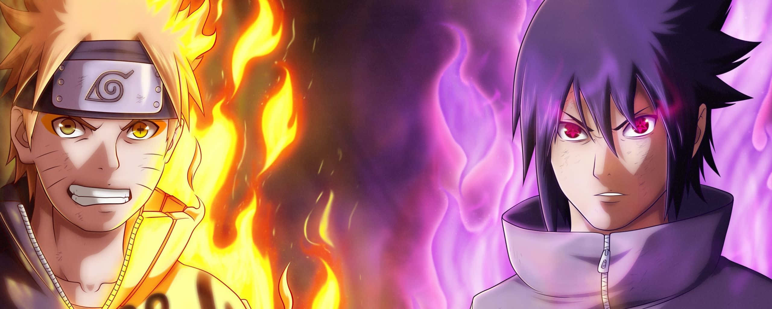 デュアルモニターアニメ ナルトVSサスケ 壁紙