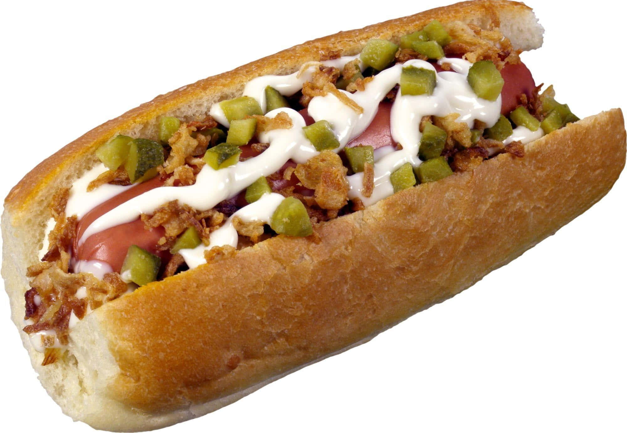 トッピングがのったホットドッグ 壁紙