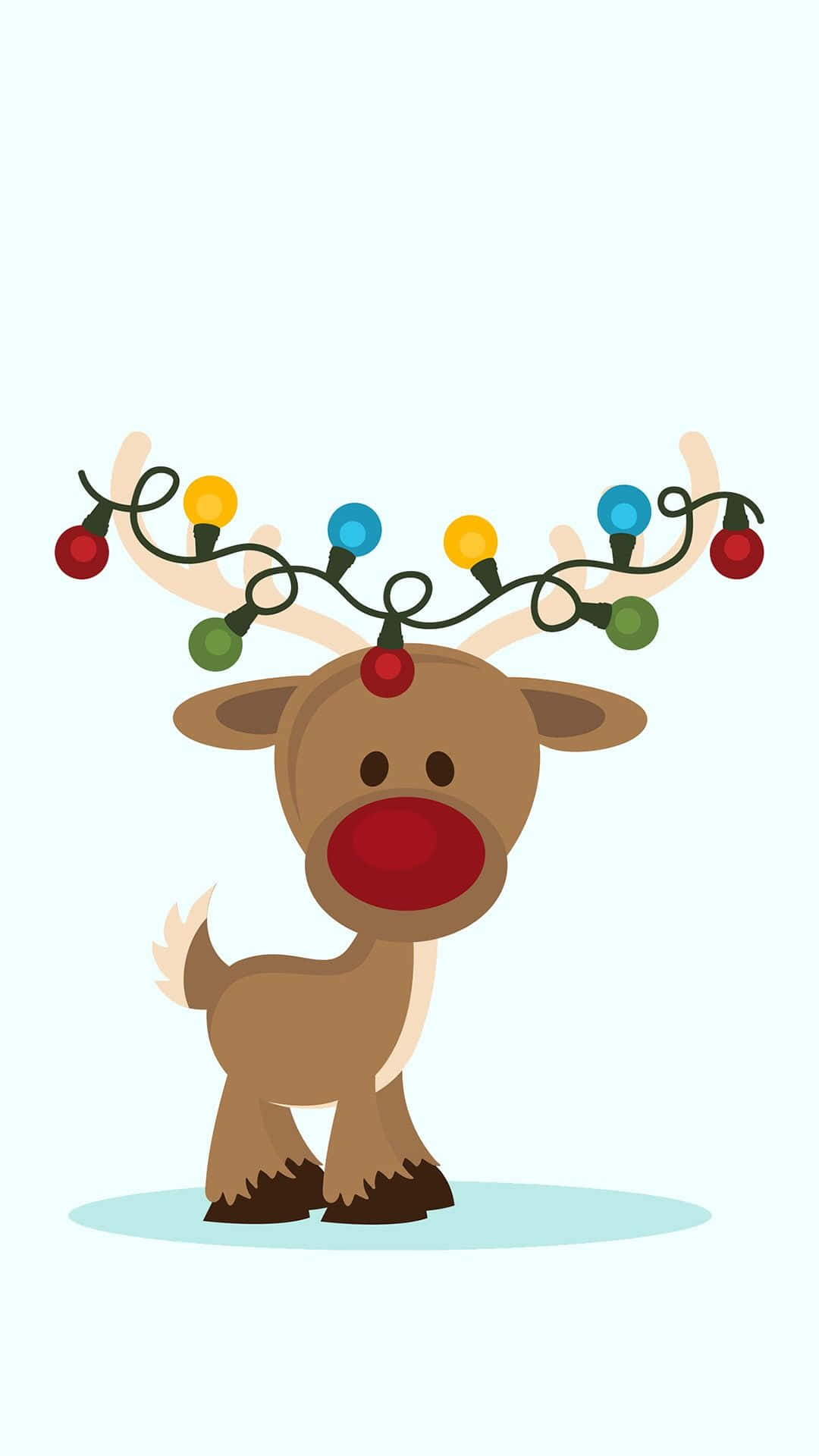 トナカイとクリスマスライトのかわいいスマホ壁紙 壁紙