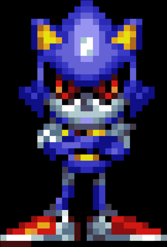 ドット絵のメタルソニックが立つ 壁紙