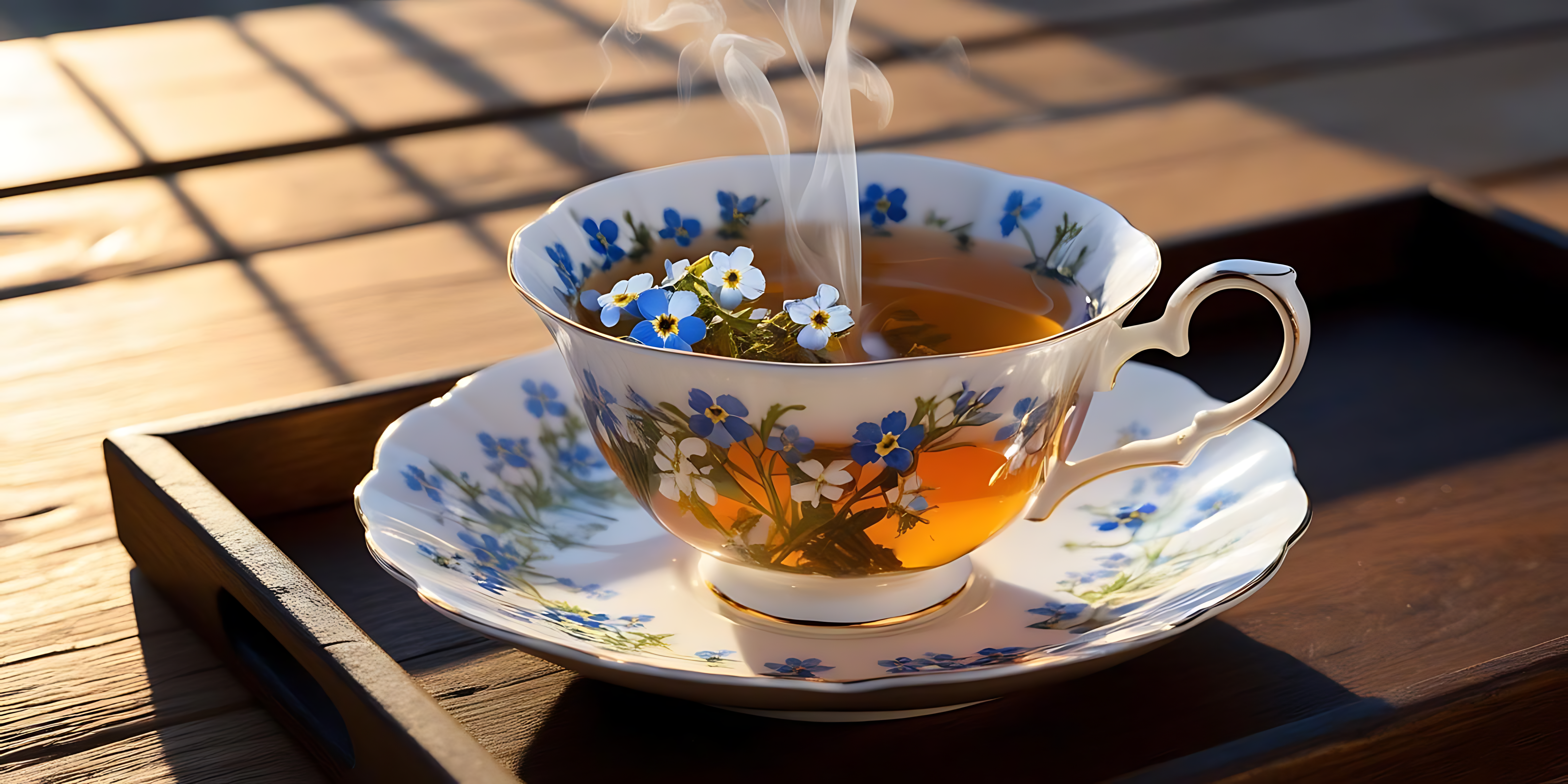 ドライフラワー入りの一杯の紅茶 壁紙