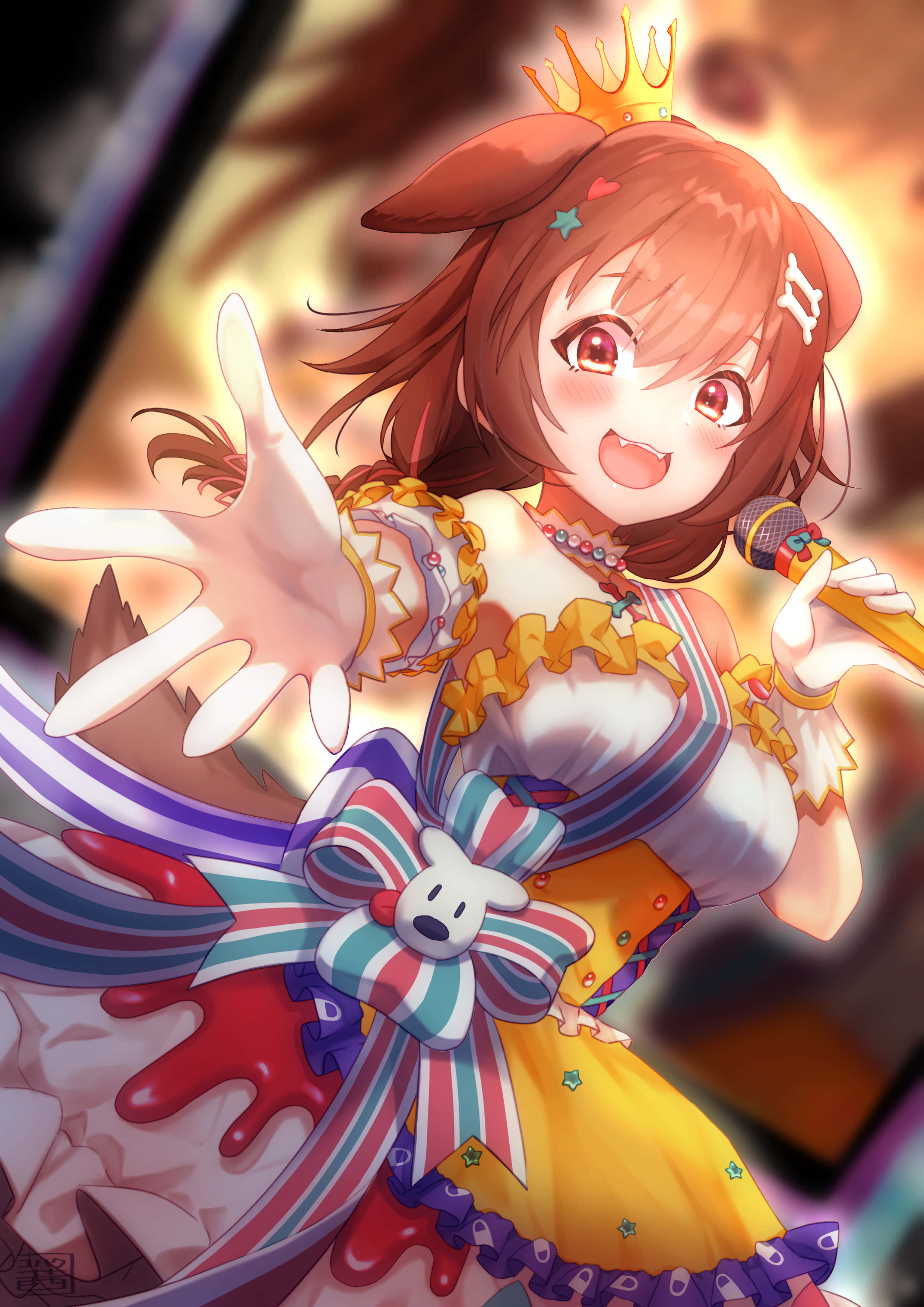 ドレスを着てマイクを持った少女 壁紙