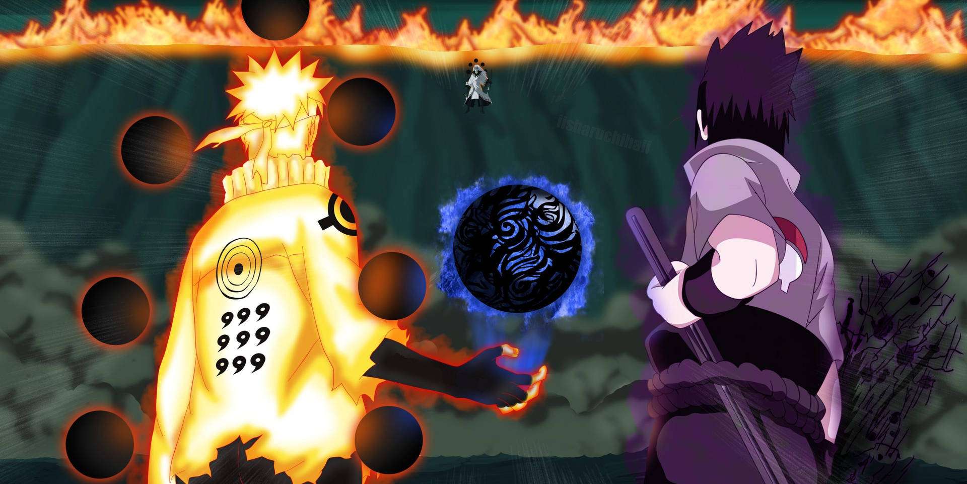ナルトがうちはマダラに挑む、NARUTO疾風伝で最も象徴的な戦いの一つ 壁紙