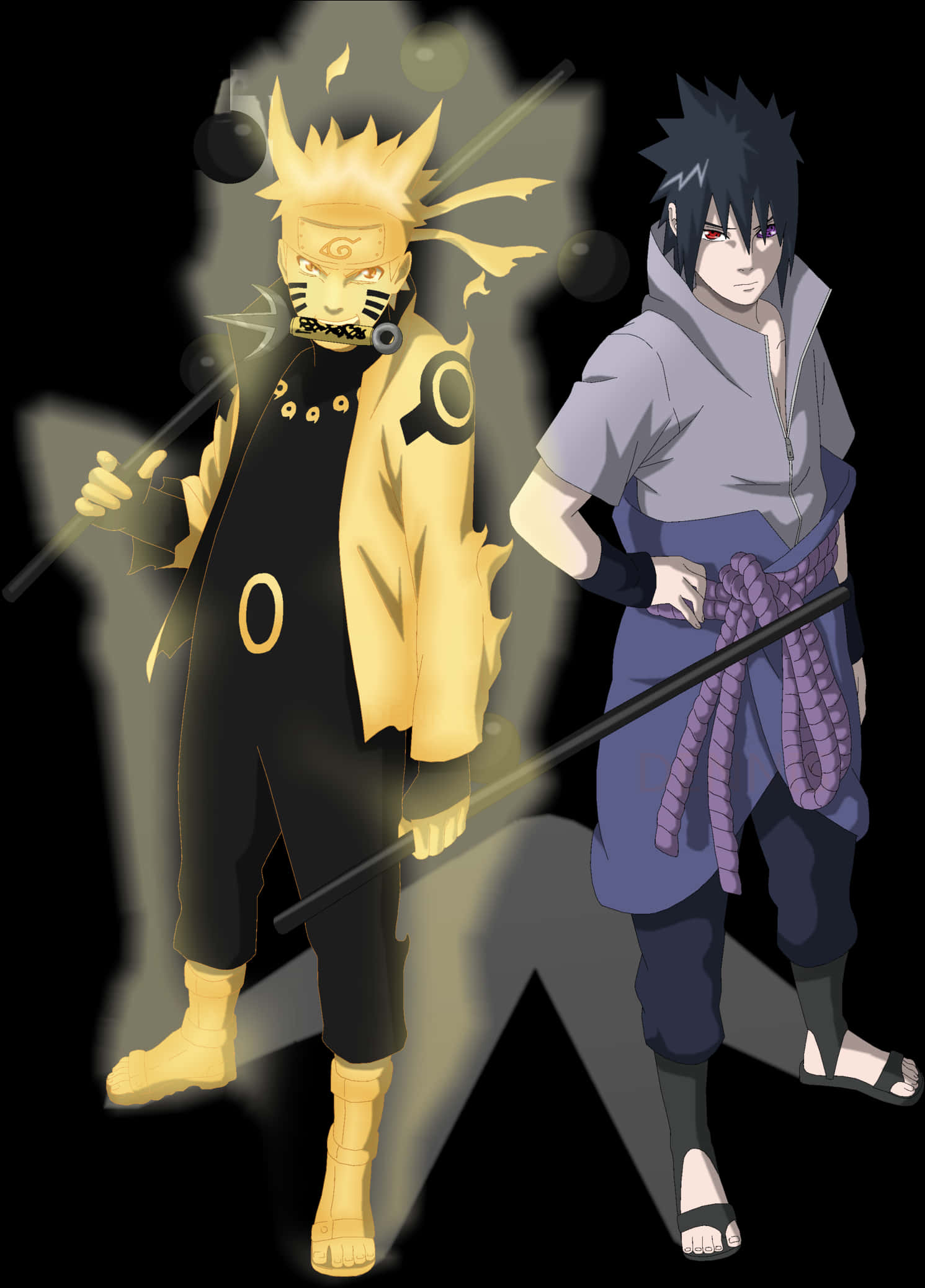 ナルトとサスケのアニメイラスト 壁紙