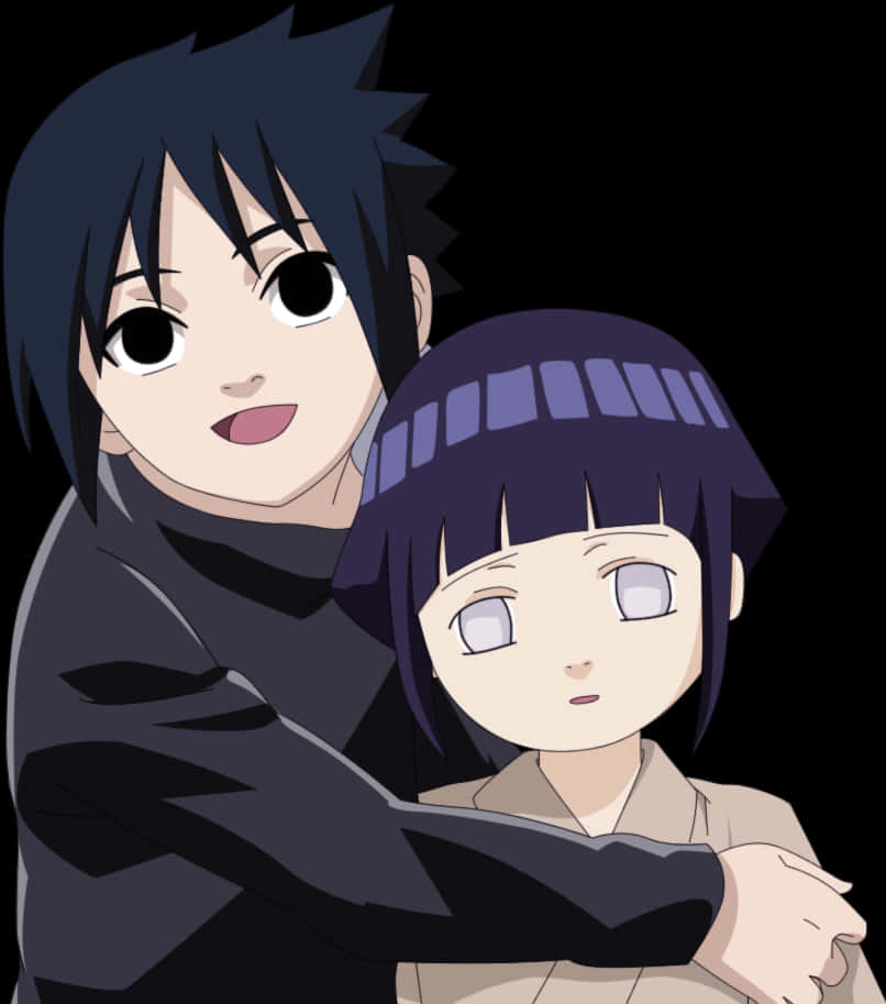 ナルトとヒナタのアニメ抱擁 壁紙