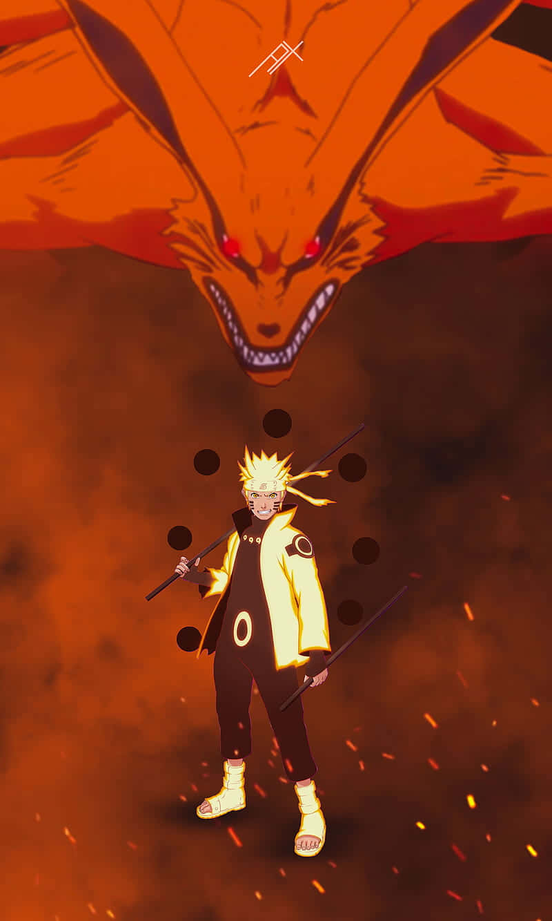 ナルトと九尾のクラマ オレンジのアニメ壁紙