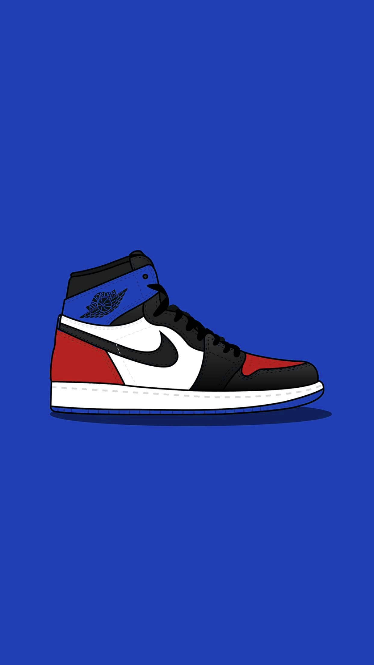 ネイビーのカートゥーンNikeシューズ 壁紙