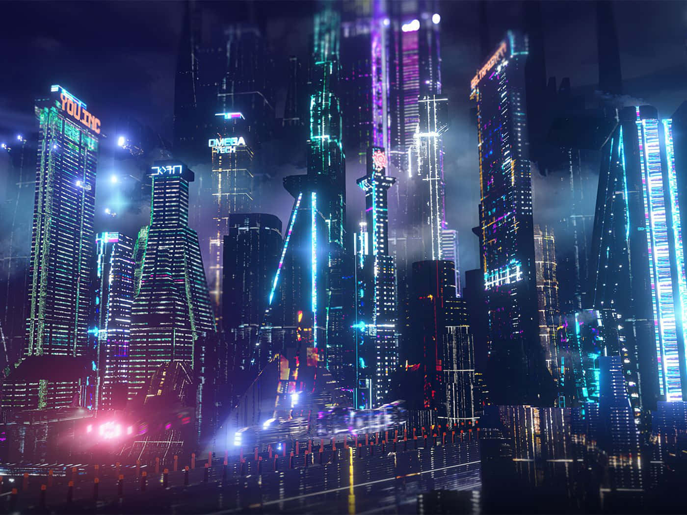 ネオンシティの背景 壁紙