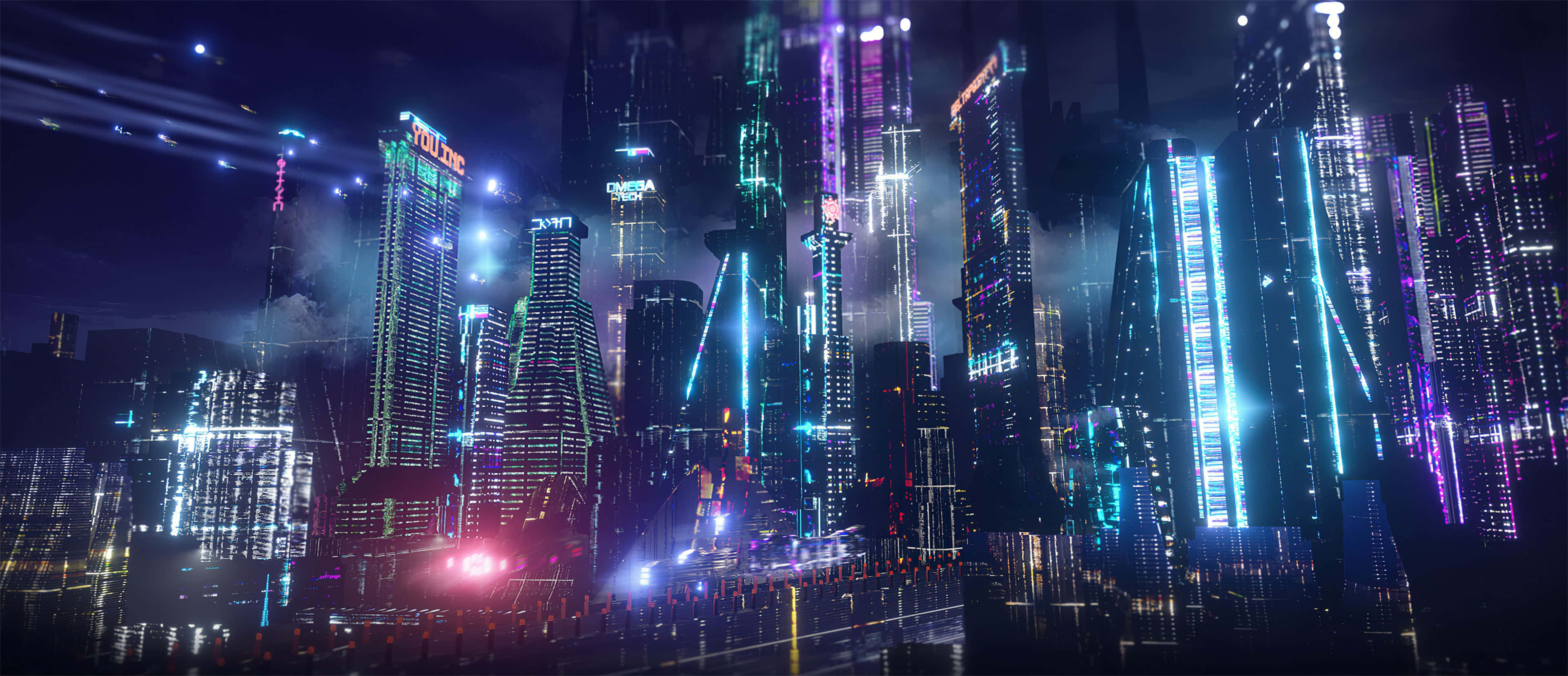 ネオンシティの背景 壁紙