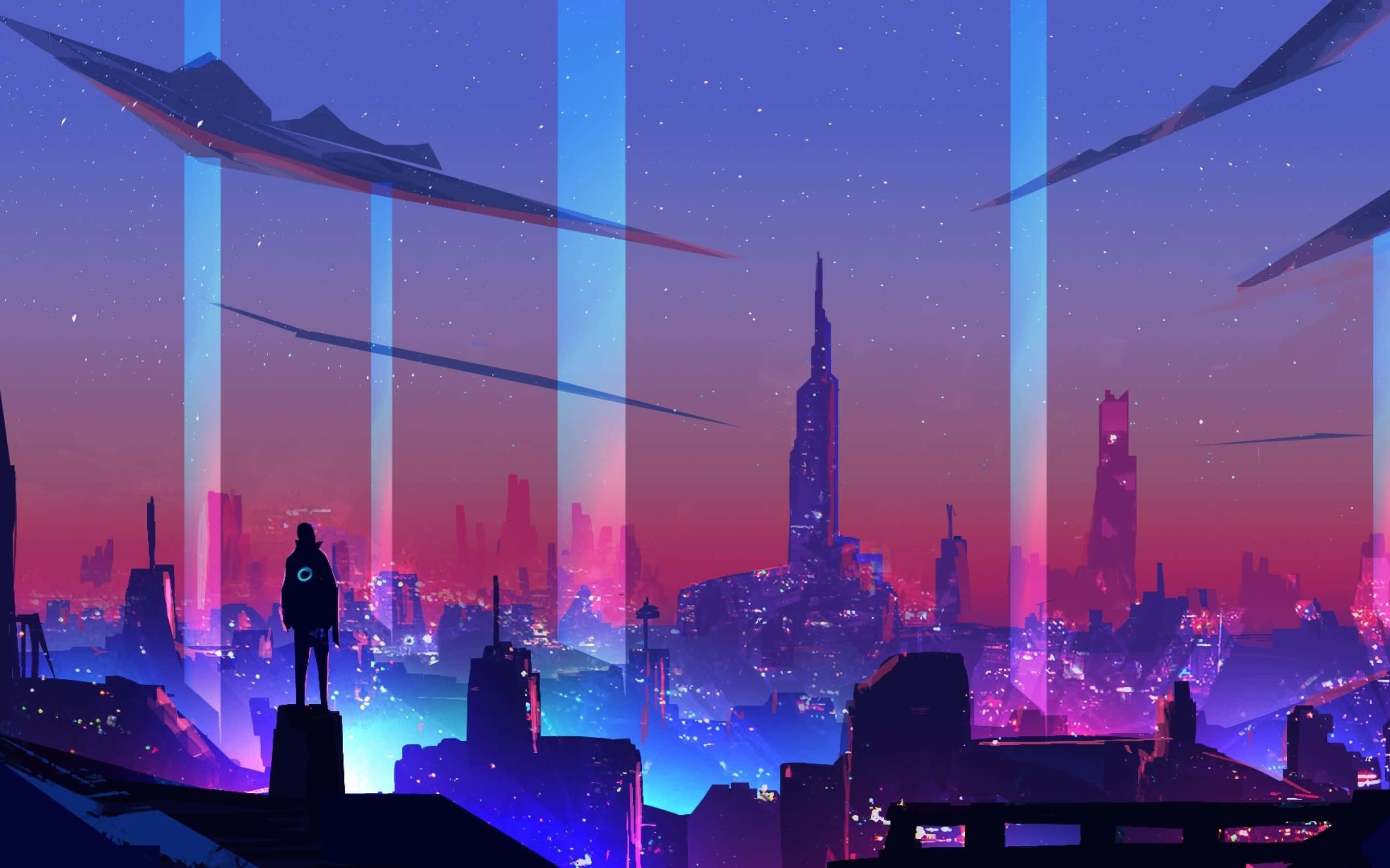 ネオンシティの背景 壁紙
