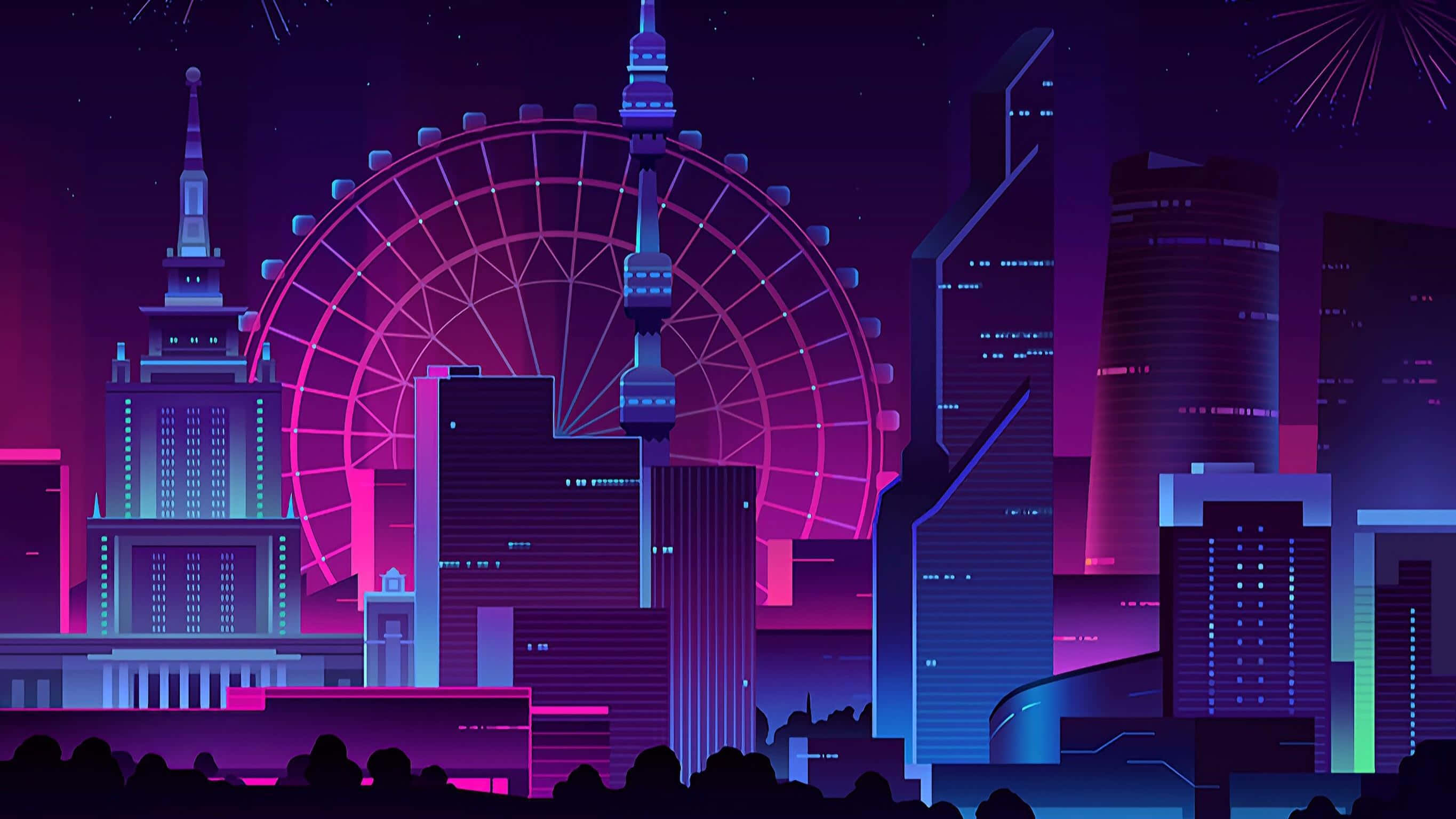 ネオンシティの背景 壁紙