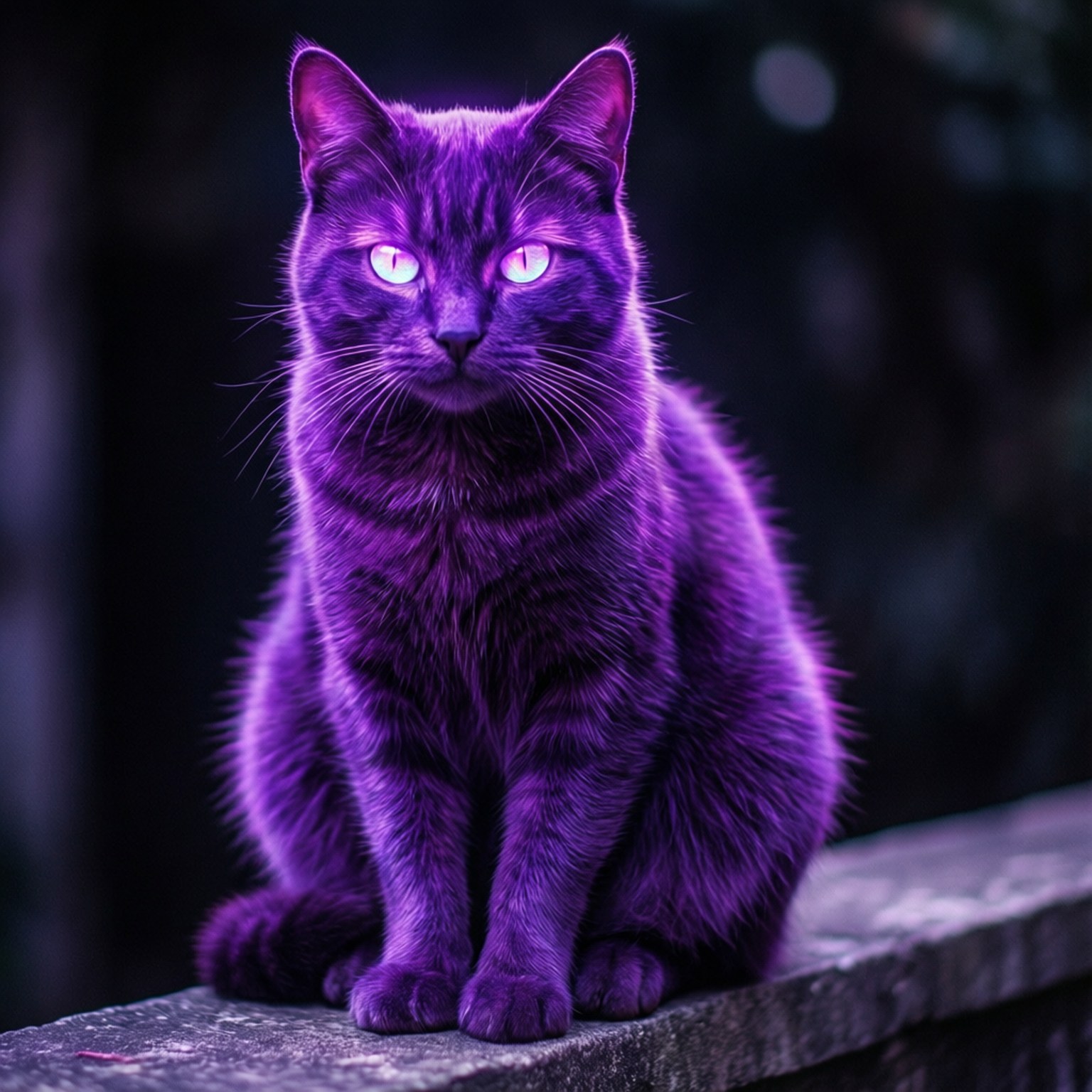 ネオンパープルの猫 壁紙