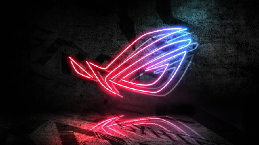 ネオンブルーとレッドのASUS ROGロゴ 壁紙