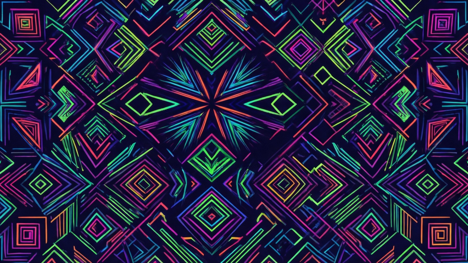 ネオン幾何学模様 壁紙