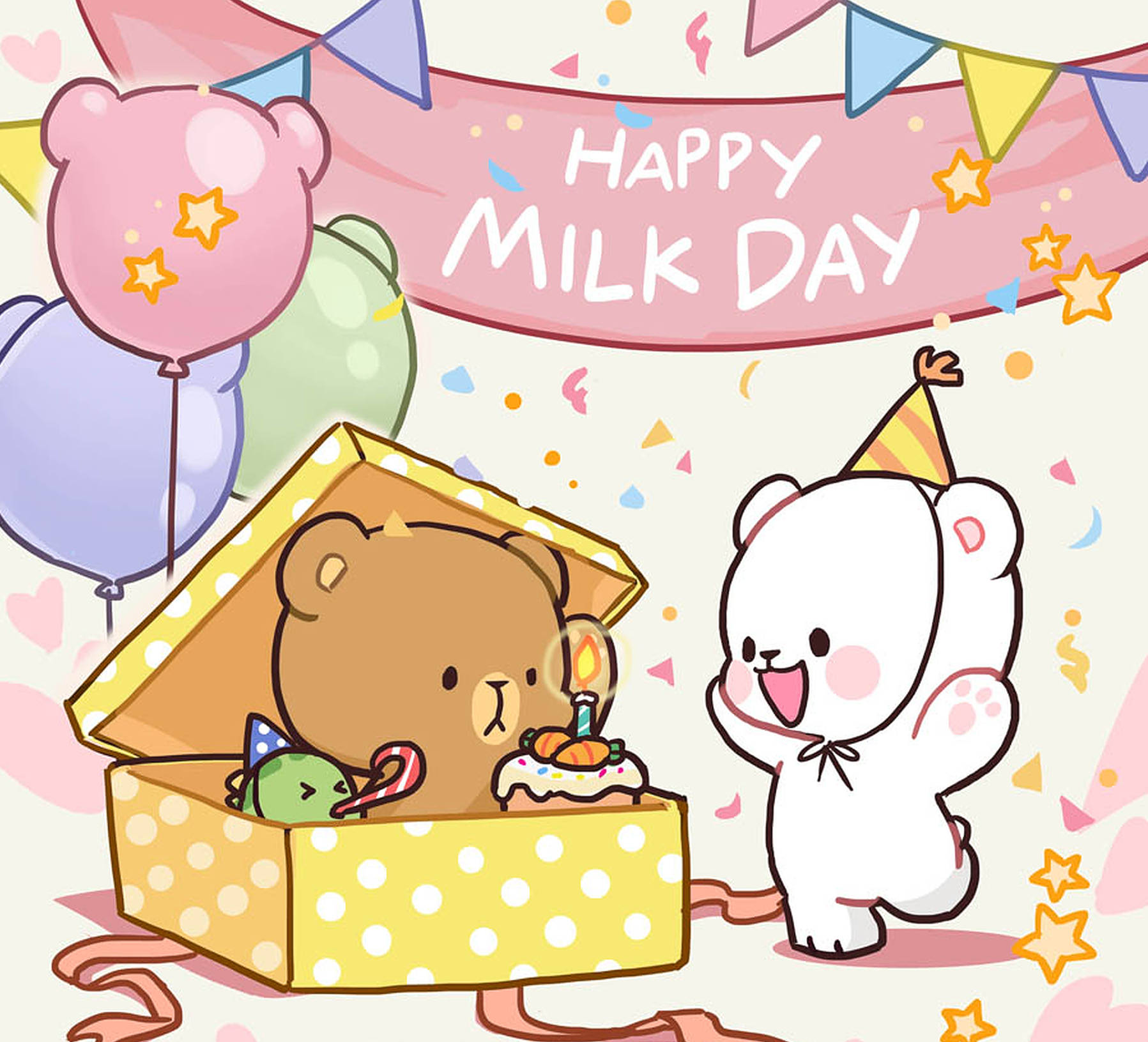 ハッピー・ミルク＆モカベアーズ・デー 壁紙
