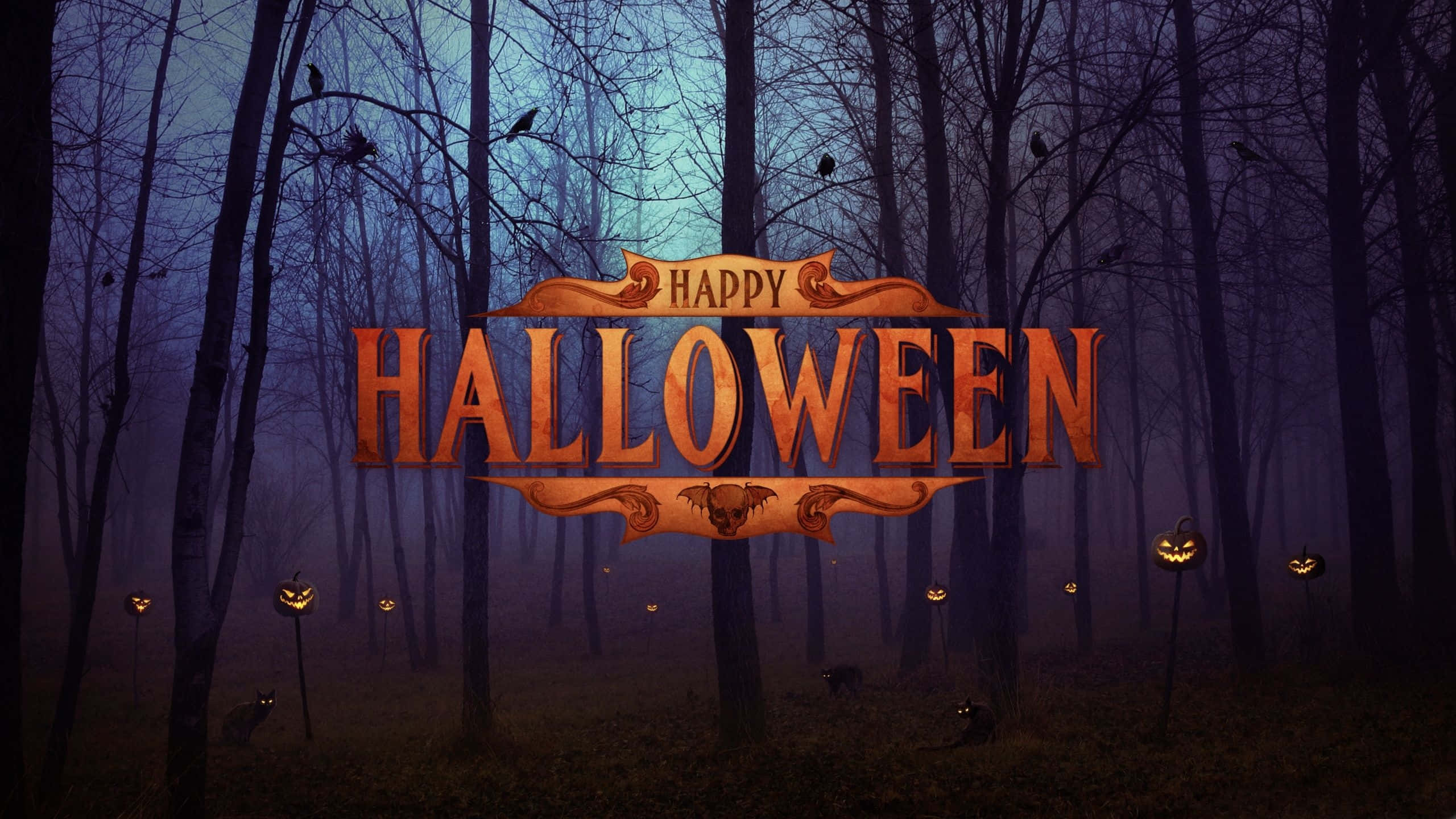 ハッピーハロウィン 暗い森の画像 壁紙