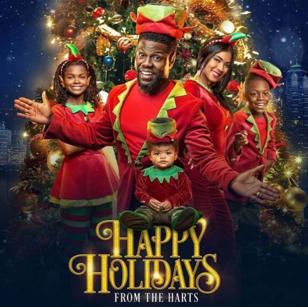 ハッピーホリデーズ 黒人家族のクリスマス写真 壁紙