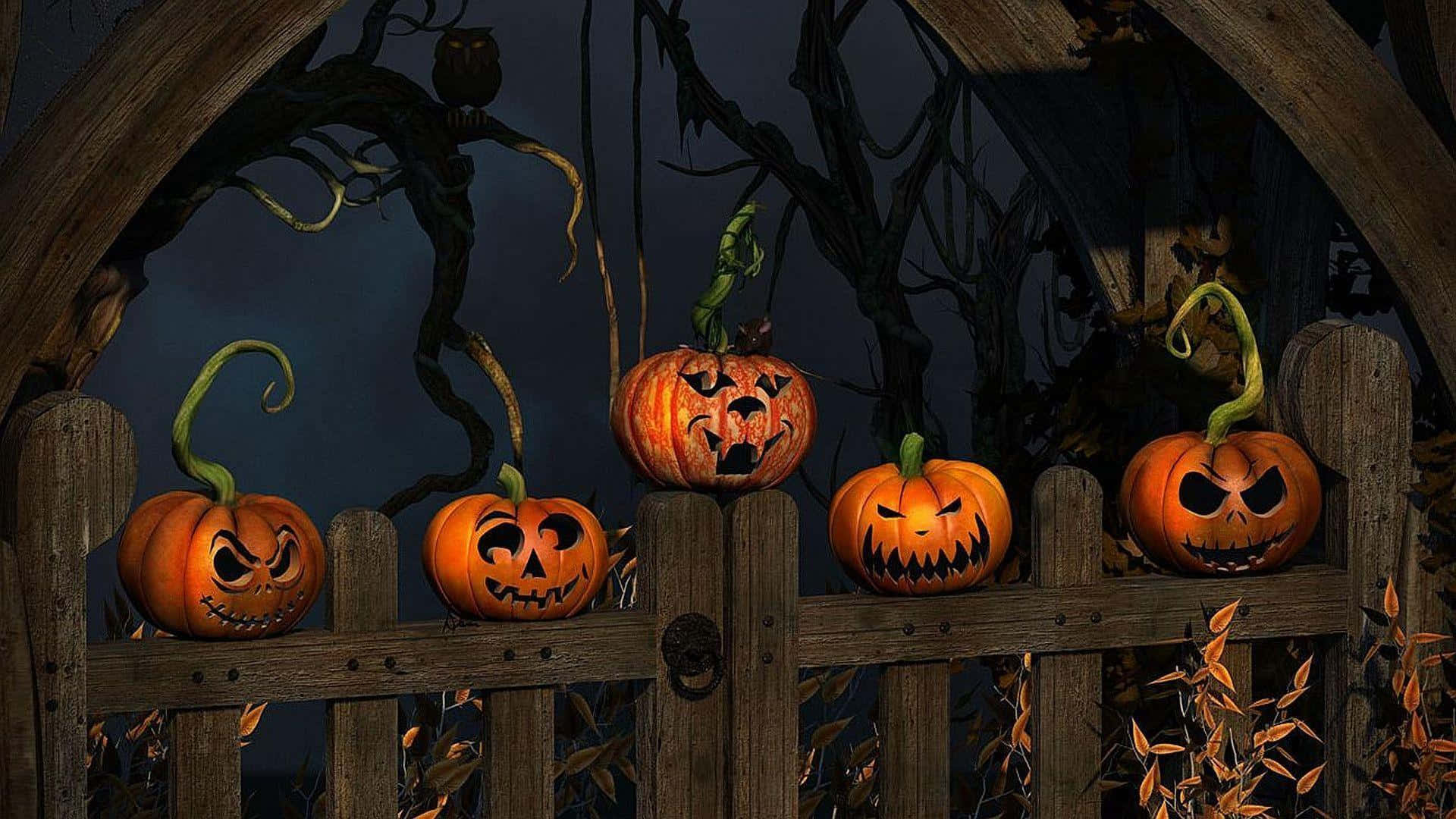 ハロウィン Teams 背景 木製フェンス 壁紙