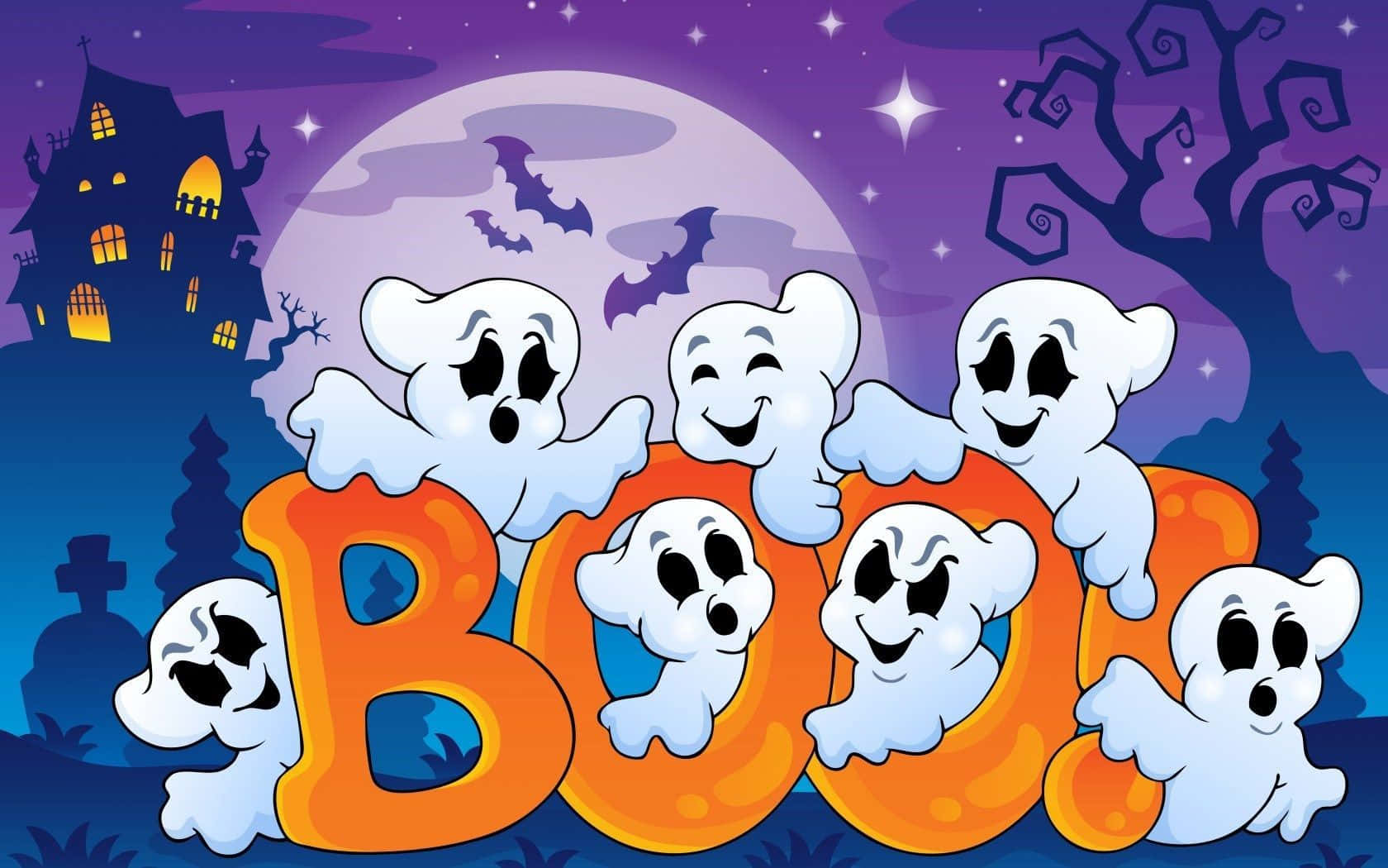 ハロウィンのかわいい浮かぶ怖い幽霊の画像 壁紙