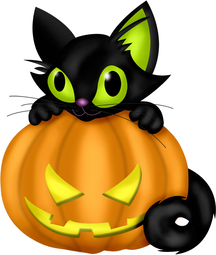ハロウィンの猫とカボチャ 壁紙