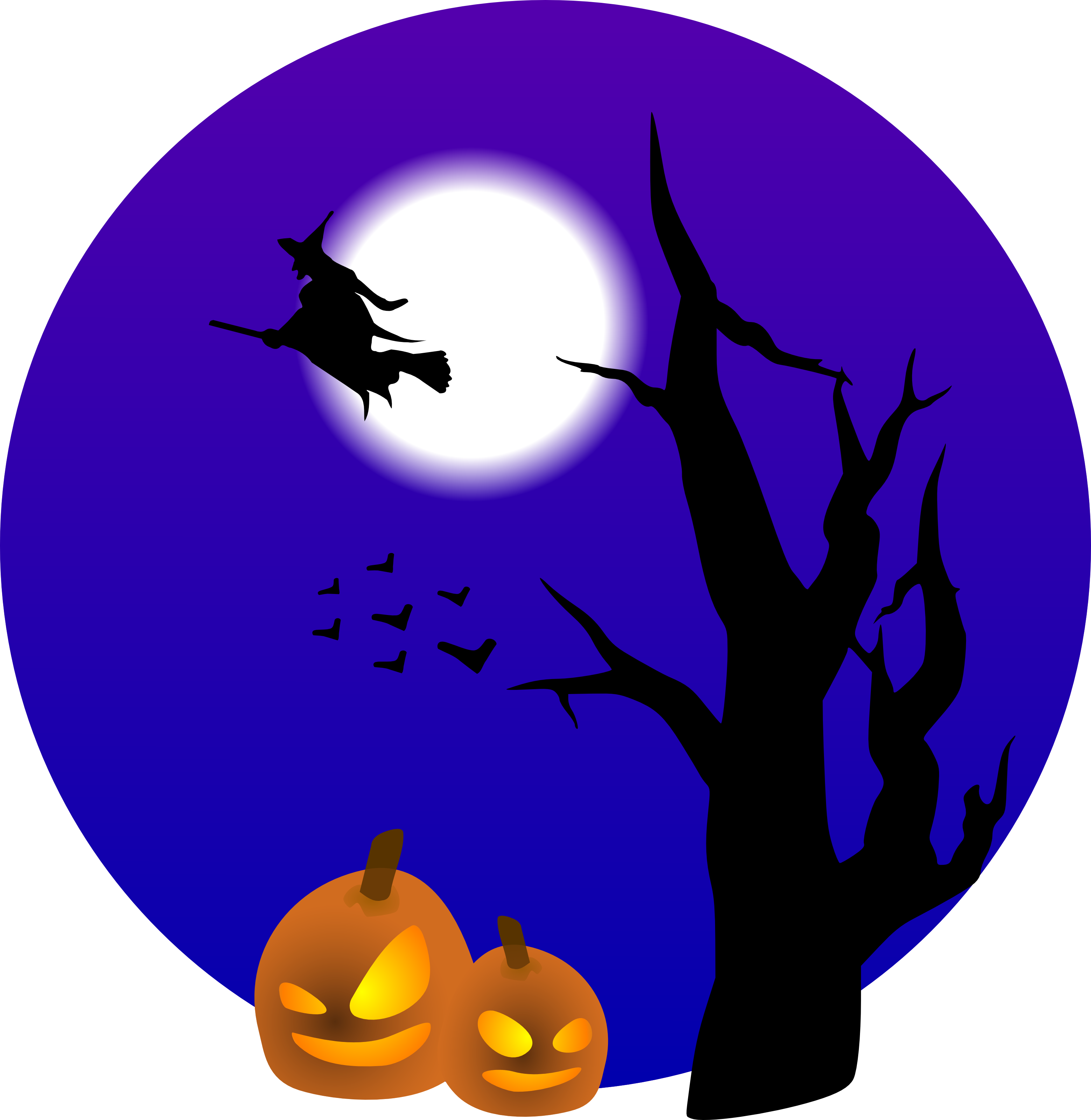 ハロウィンの魔女 満月を飛ぶ 壁紙