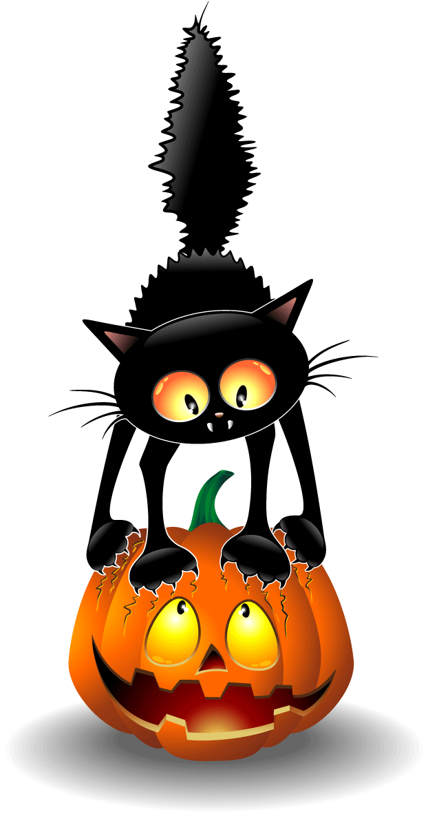 ハロウィンの黒猫とジャック・オー・ランタン 壁紙