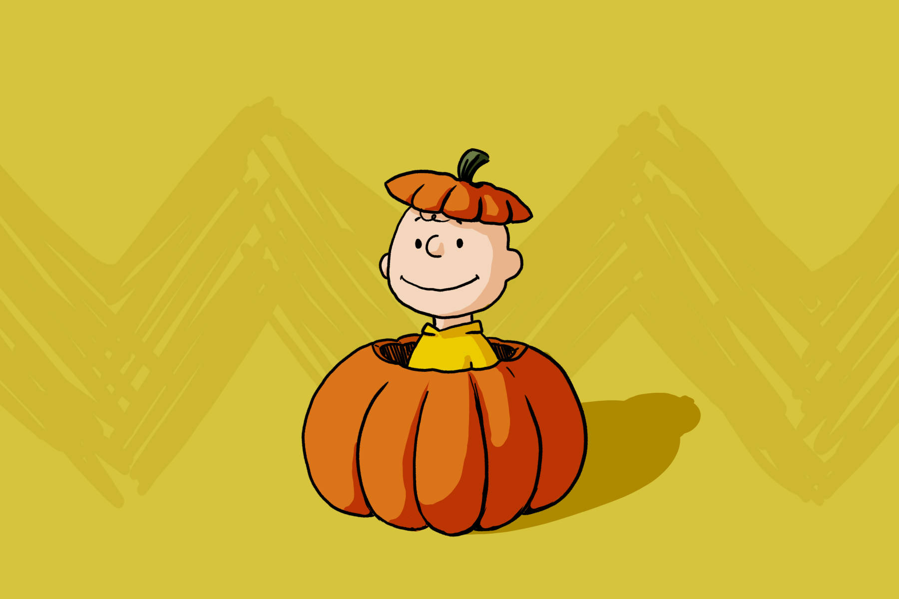 ハロウィンカボチャの中のチャーリー・ブラウン 壁紙