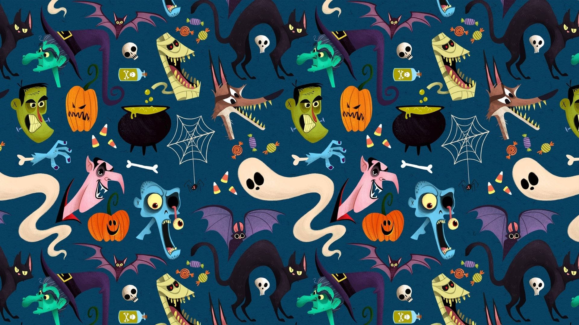 ハロウィンカートゥーンの浮かぶ頭 壁紙