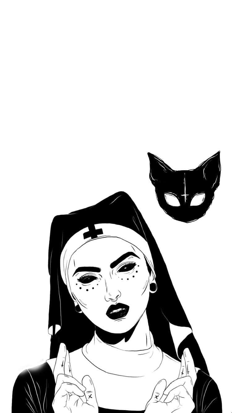 ハロウィン風の美しい猫娘 壁紙