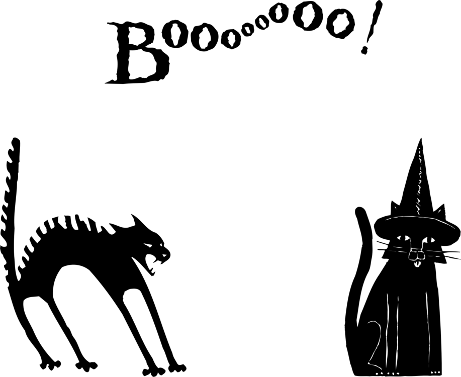 ハロウィン黒猫のブーイラスト 壁紙