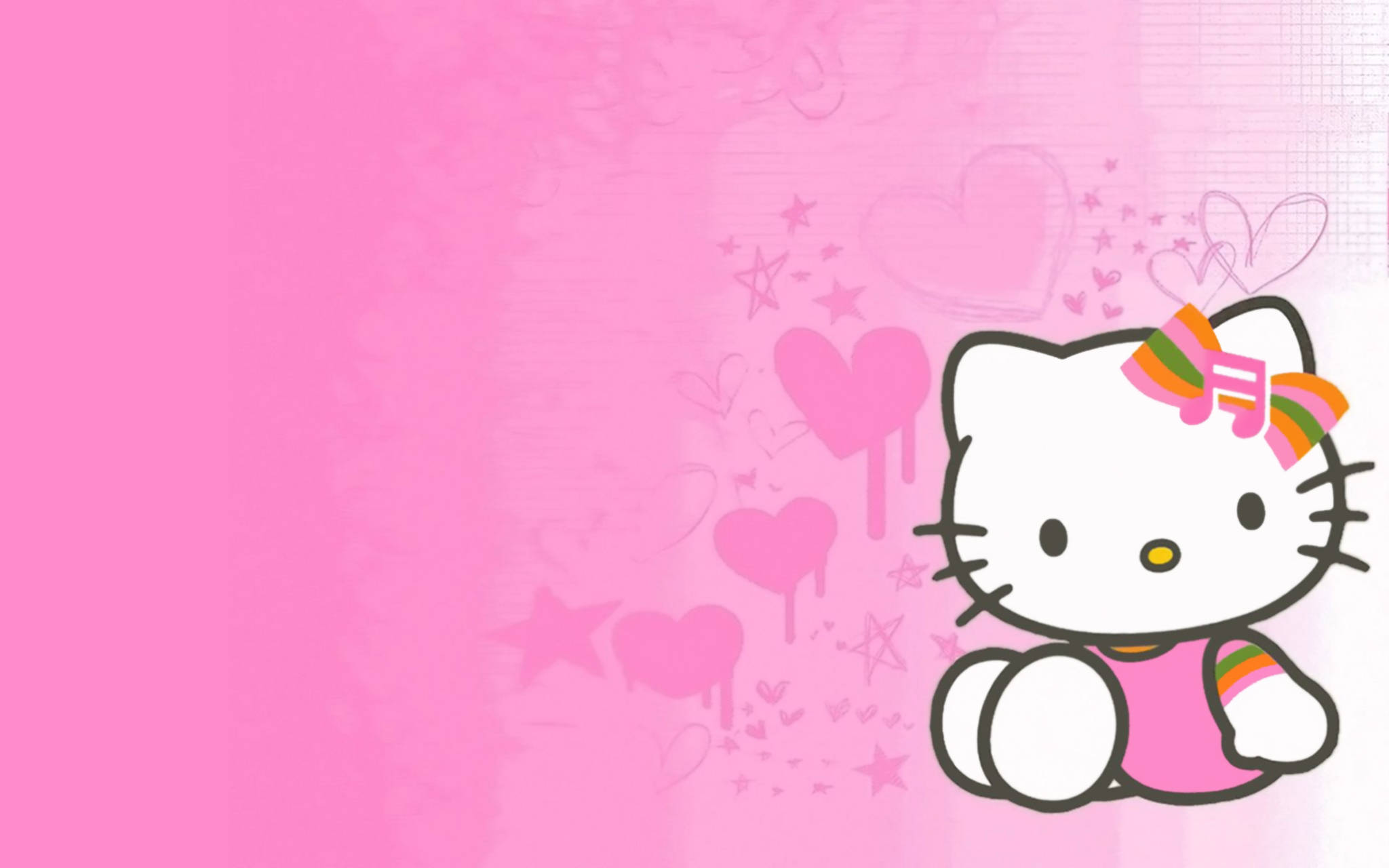 ハローキティ かわいいピンクのアート 壁紙