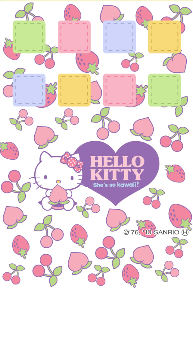 ハローキティ かわいいフルーツ柄 壁紙