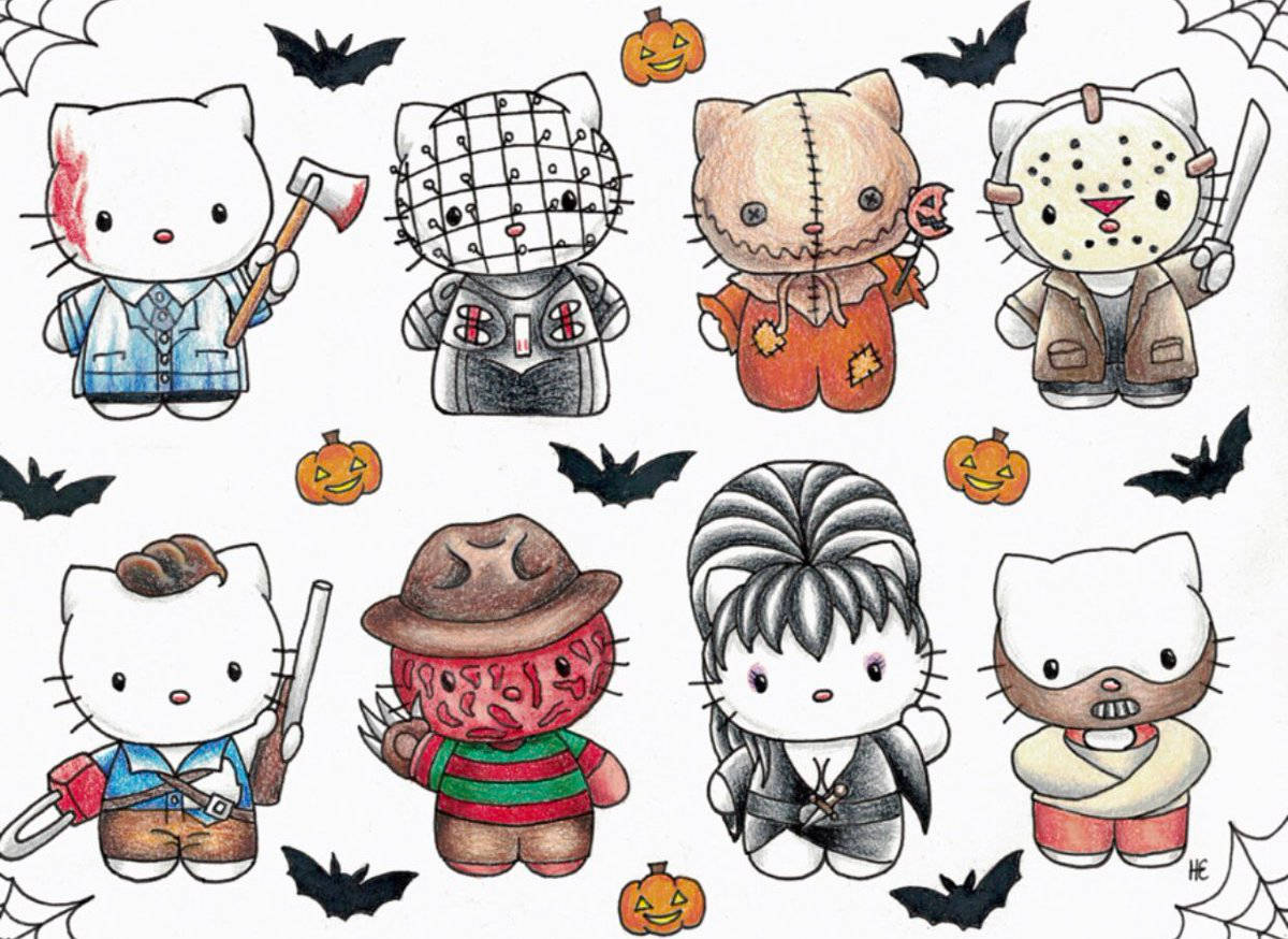 ハローキティ ハロウィン スケッチアート 壁紙