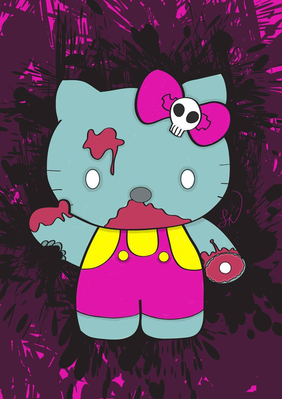 ハローキティ ハロウィン 不気味な白い目 壁紙