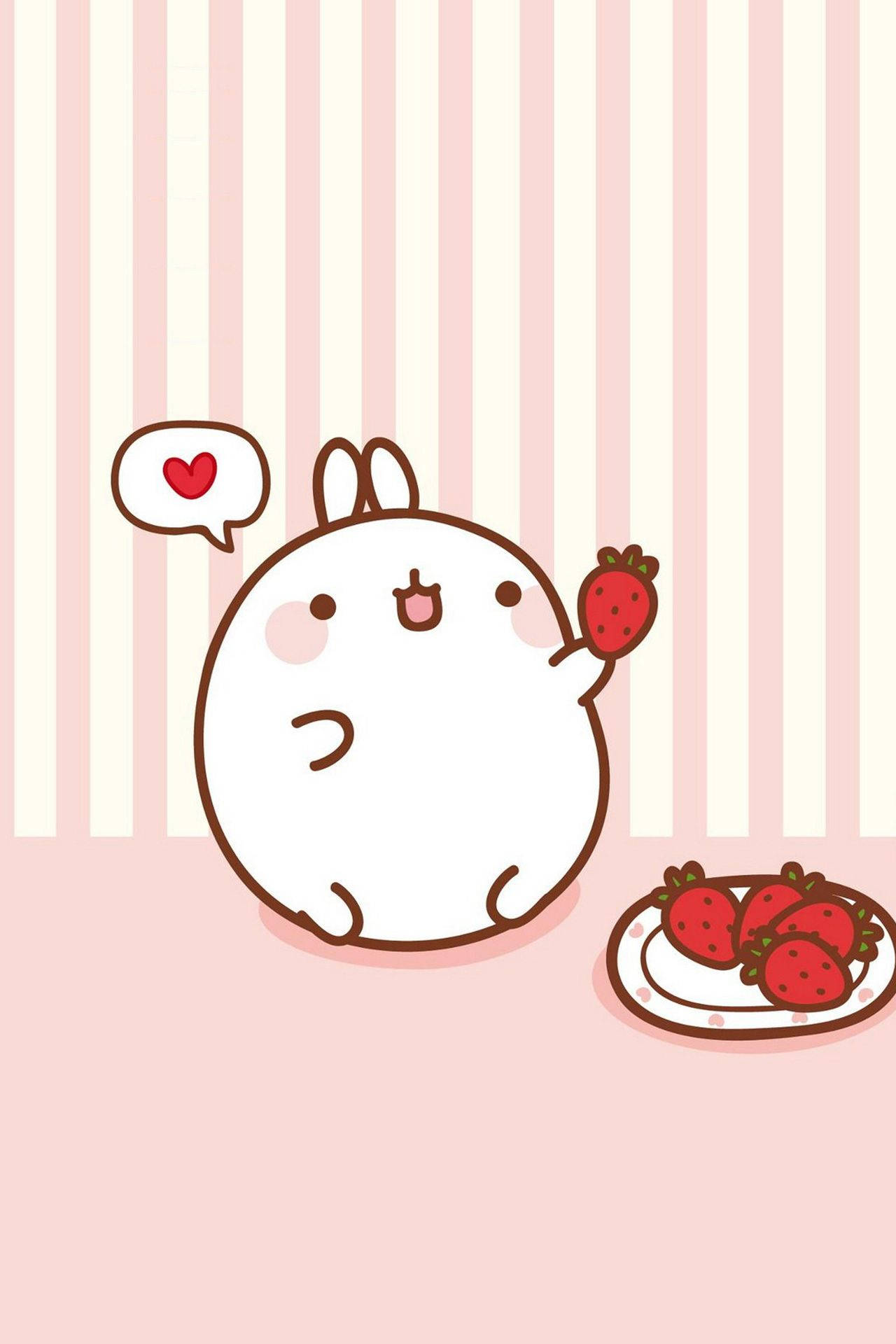 かわいい うさぎ モラン イチゴ 食事 壁紙
