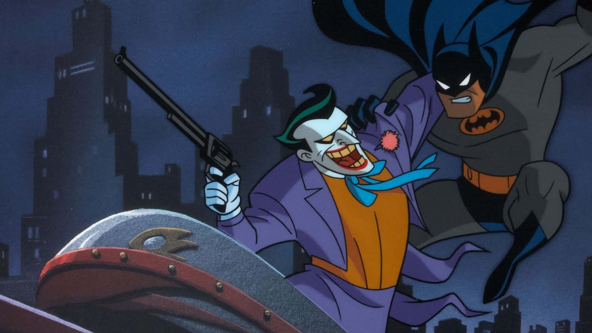 バットマン・ザ・アニメイテッドシリーズ ジョーカー 銃を構える 壁紙
