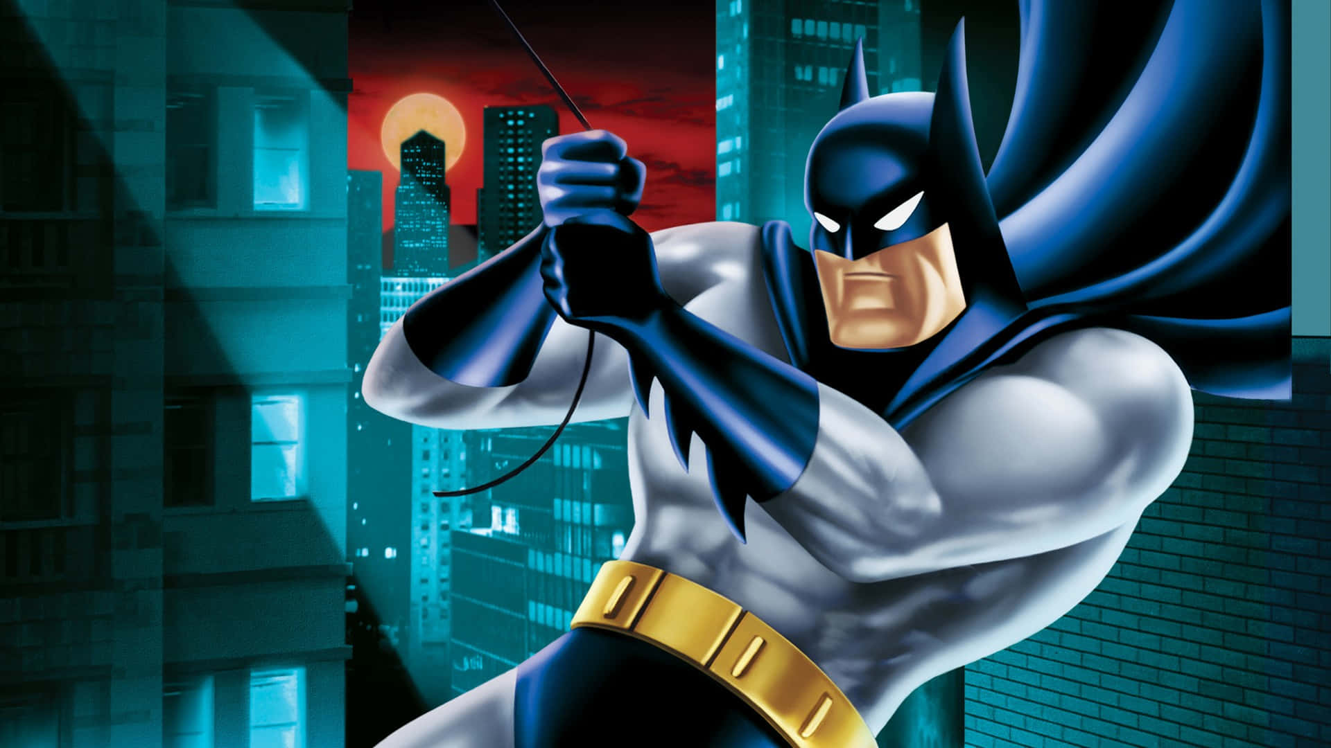 バットマン・ジ・アニメイテッドシリーズ ロープを掴むバットマン 壁紙