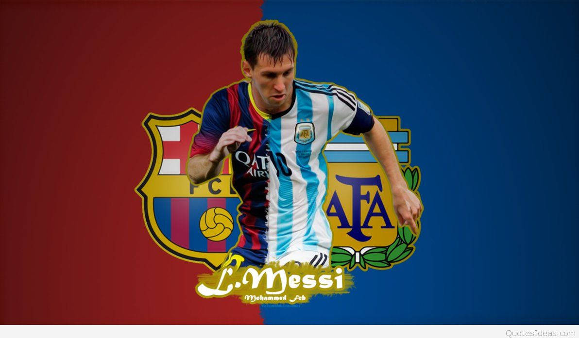 FCBとAFAのチームロゴが入ったリオネル・メッシのファンアート壁紙