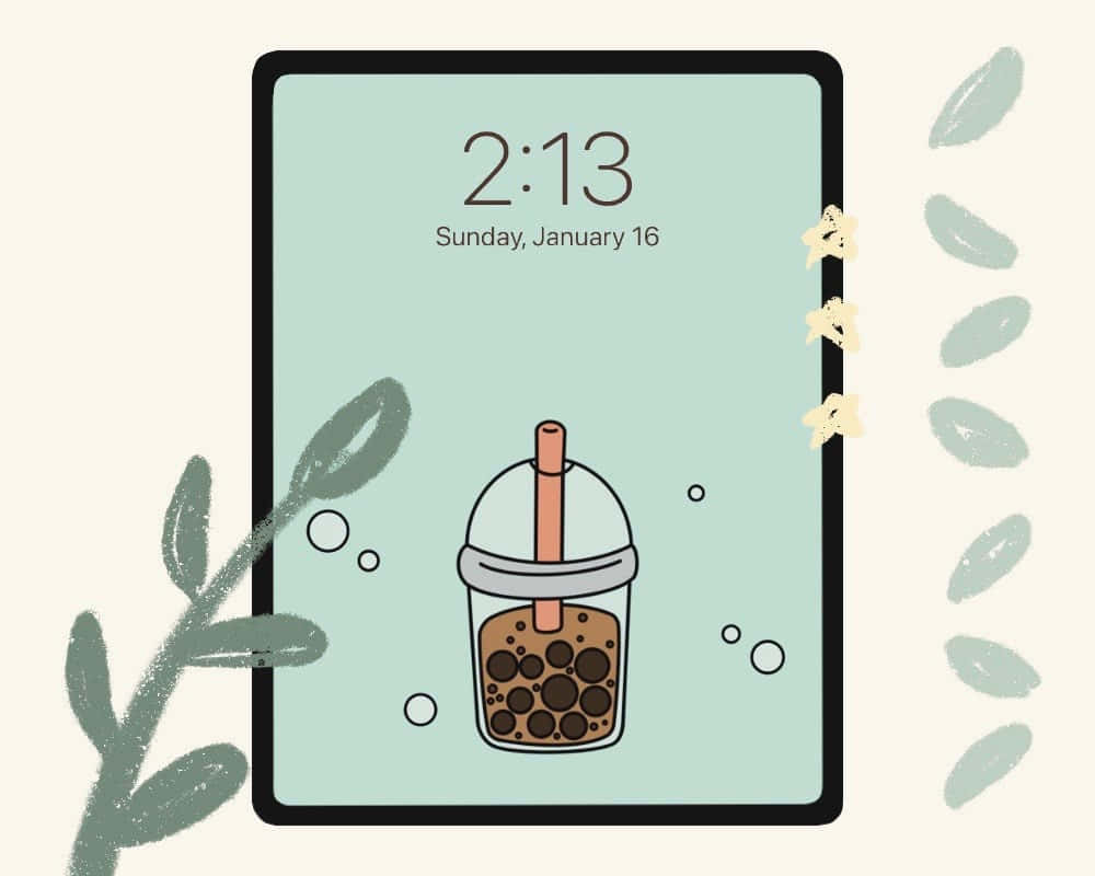 パステルかわいいタピオカのロック画面 壁紙