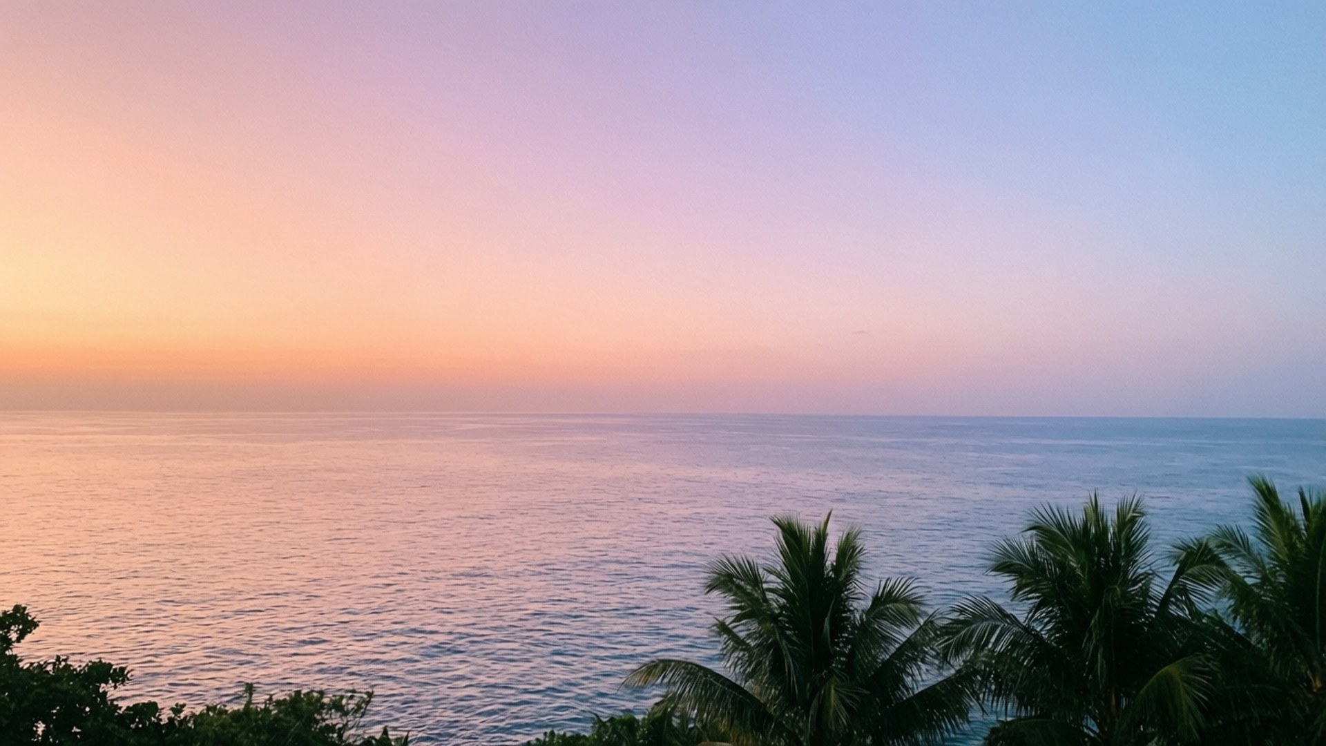 パステルカラーの海辺の夕日 壁紙